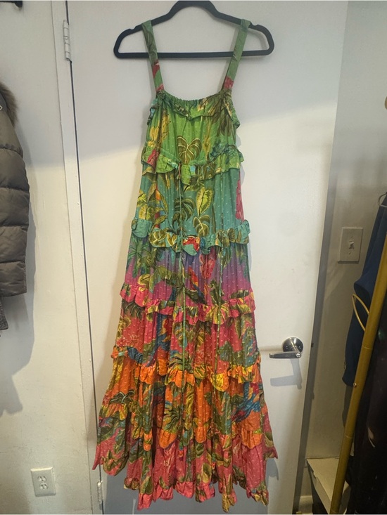 FARM Rio Dresses & Skirts - Tiered Multicolor Floral Maxi Dress - Green Accent